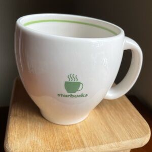 Vtg Starbucks 2003 Barista White & Green Ceramic Mug 12 Oz